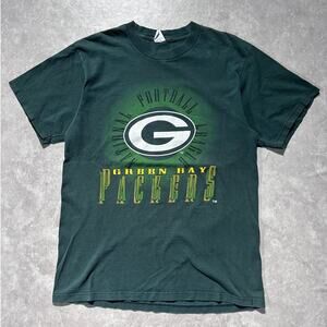90s Vintage Green Bay Packers Green Circle T Shirt Size XL